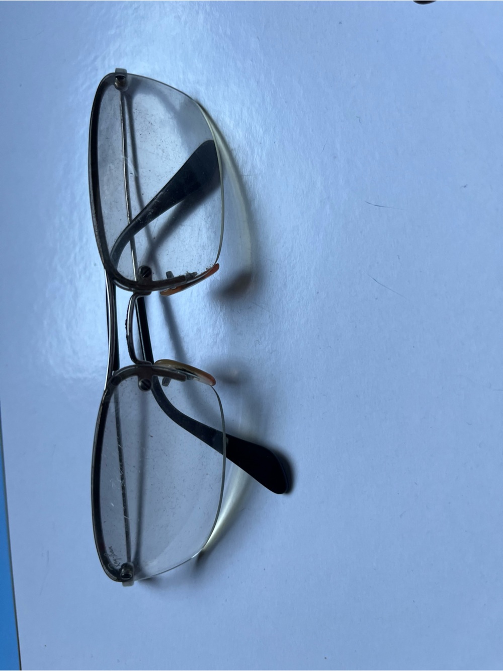 Vintage Ray Ban Rimless Silver/Clear Sunglasses with Black Case
